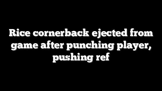 Rice cornerback ejected from game after punching player, pushing ref