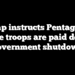Trump instructs Pentagon to ensure troops are paid despite government shutdown