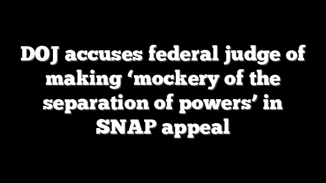 DOJ accuses federal judge of making ‘mockery of the separation of powers’ in SNAP appeal