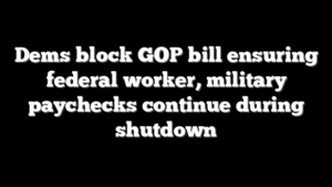 Dems block GOP bill ensuring federal worker, military paychecks continue during shutdown
