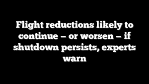 Flight reductions likely to continue — or worsen — if shutdown persists, experts warn