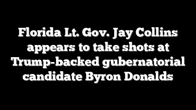 Florida Lt. Gov. Jay Collins appears to take shots at Trump-backed gubernatorial candidate Byron Donalds
