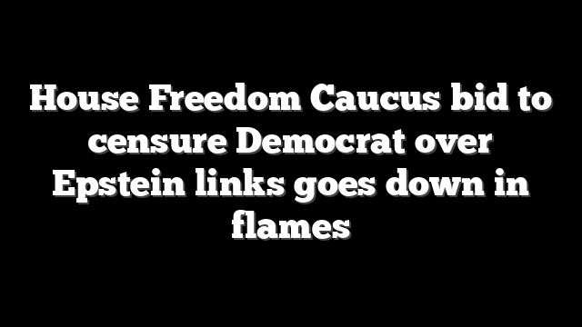 House Freedom Caucus bid to censure Democrat over Epstein links goes down in flames