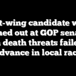 Left-wing candidate who lashed out at GOP senator with death threats failed to advance in local race