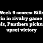 NFL Week 9 scores: Bills pick up win in rivalry game with Chiefs, Panthers pickup an upset victory