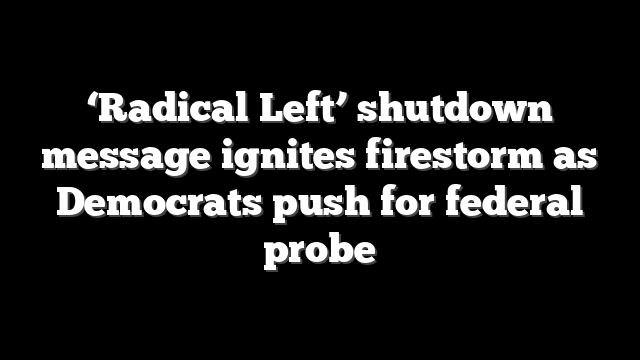 ‘Radical Left’ shutdown message ignites firestorm as Democrats push for federal probe