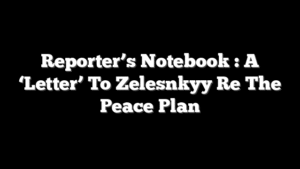 Reporter’s Notebook : A ‘Letter’ To Zelesnkyy Re The Peace Plan