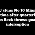 SMU stuns No 10 Miami in overtime after quarterback Carson Beck throws goal-line interception