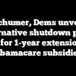 Schumer, Dems unveil alternative shutdown plan, ask for 1-year extension to Obamacare subsidies
