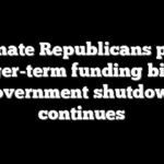 Senate Republicans plot longer-term funding bill as government shutdown continues