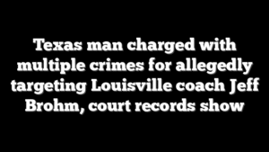 Texas man charged with multiple crimes for allegedly targeting Louisville coach Jeff Brohm, court records show