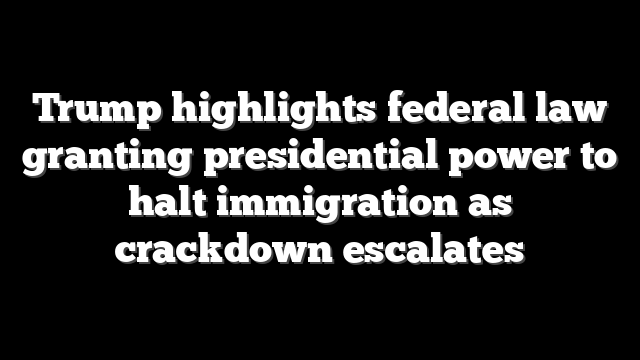 Trump highlights federal law granting presidential power to halt immigration as crackdown escalates