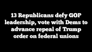 13 Republicans defy GOP leadership, vote with Dems to advance repeal of Trump order on federal unions