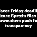 DOJ faces Friday deadline to release Epstein files as lawmakers push for transparency