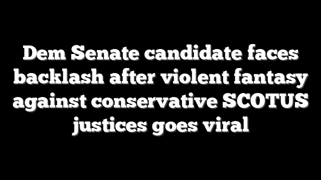 Dem Senate candidate faces backlash after violent fantasy against conservative SCOTUS justices goes viral