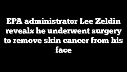 EPA administrator Lee Zeldin reveals he underwent surgery to remove skin cancer from his face