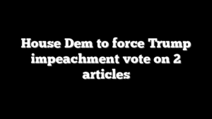 House Dem to force Trump impeachment vote on 2 articles