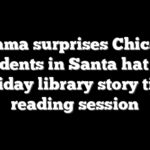 Obama surprises Chicago students in Santa hat for holiday library story time reading session