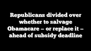 Republicans divided over whether to salvage Obamacare — or replace it — ahead of subsidy deadline