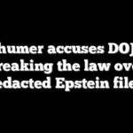 Schumer accuses DOJ of breaking the law over redacted Epstein files