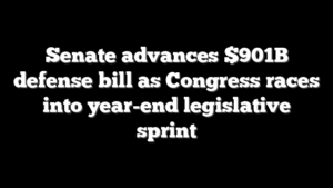 Senate advances $901B defense bill as Congress races into year-end legislative sprint