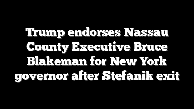 Trump endorses Nassau County Executive Bruce Blakeman for New York governor after Stefanik exit