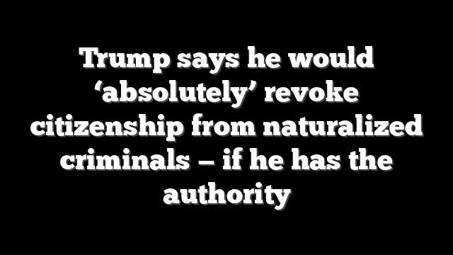 Trump says he would ‘absolutely’ revoke citizenship from naturalized criminals — if he has the authority