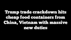 Trump trade crackdown hits cheap food containers from China, Vietnam with massive new duties