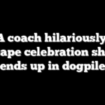 UTSA coach hilariously tries to escape celebration shower, ends up in dogpile