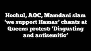 Hochul, AOC, Mamdani slam ‘we support Hamas’ chants at Queens protest: ‘Disgusting and antisemitic’