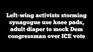Left-wing activists storming synagogue use knee pads, adult diaper to mock Dem congressman over ICE vote