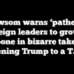 Newsom warns ‘pathetic’ foreign leaders to grow a backbone in bizarre takedown likening Trump to a T.rex