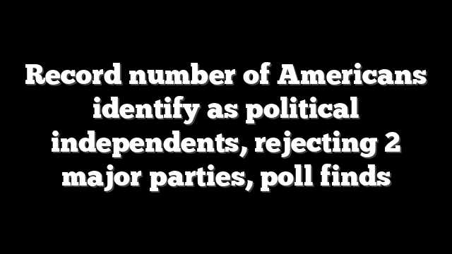 Record number of Americans identify as political independents, rejecting 2 major parties, poll finds