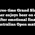 Three-time Grand Slam winner enjoys beer on court after emotional final Australian Open match
