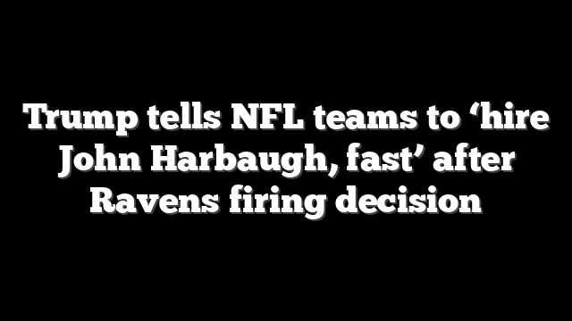 Trump tells NFL teams to ‘hire John Harbaugh, fast’ after Ravens firing decision