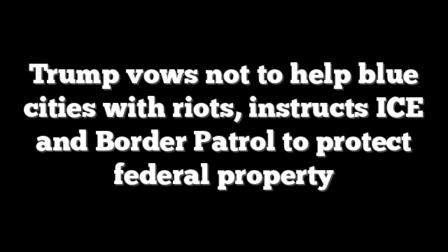 Trump vows not to help blue cities with riots, instructs ICE and Border Patrol to protect federal property