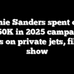 Bernie Sanders spent over $550K in 2025 campaign funds on private jets, filings show