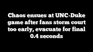 Chaos ensues at UNC-Duke game after fans storm court too early, evacuate for final 0.4 seconds