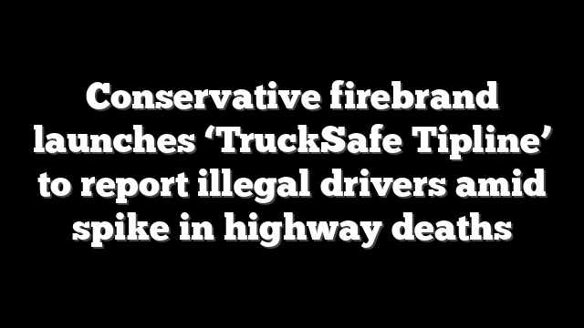 Conservative firebrand launches ‘TruckSafe Tipline’ to report illegal drivers amid spike in highway deaths