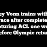 Lindsey Vonn trains with knee brace after completely rupturing ACL one week before Olympic return