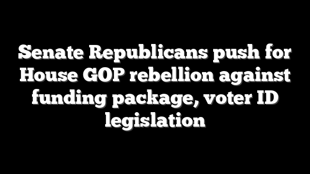 Senate Republicans push for House GOP rebellion against funding package, voter ID legislation