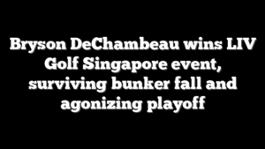 Bryson DeChambeau wins LIV Golf Singapore event, surviving bunker fall and agonizing playoff