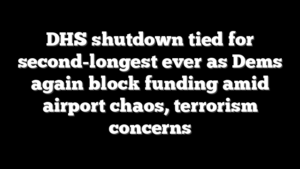 DHS shutdown tied for second-longest ever as Dems again block funding amid airport chaos, terrorism concerns