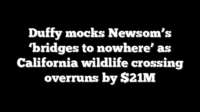 Duffy mocks Newsom’s ‘bridges to nowhere’ as California wildlife crossing overruns by $21M