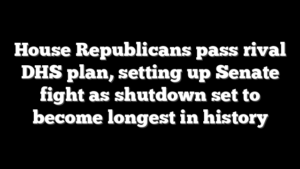 House Republicans pass rival DHS plan, setting up Senate fight as shutdown set to become longest in history