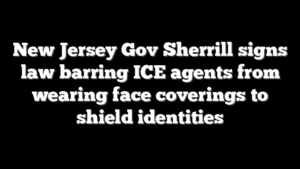 New Jersey Gov Sherrill signs law barring ICE agents from wearing face coverings to shield identities