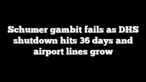 Schumer gambit fails as DHS shutdown hits 36 days and airport lines grow