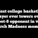 Tallest college basketball player ever towers over 6-foot-8 opponent in viral March Madness moment