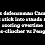 Flyers defenseman Cam York fires stick into stands after scoring overtime series-clincher vs Penguins