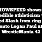 ISHOWSPEED shows off incredible athleticism with Speed Slash from ring post onto Logan Paul at WrestleMania 42